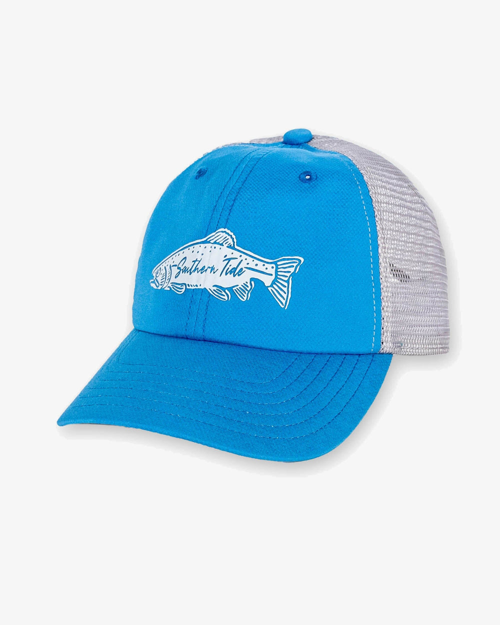 The front view of the Southern Tide Flyday Trucker Hat by Southern Tide - Blue