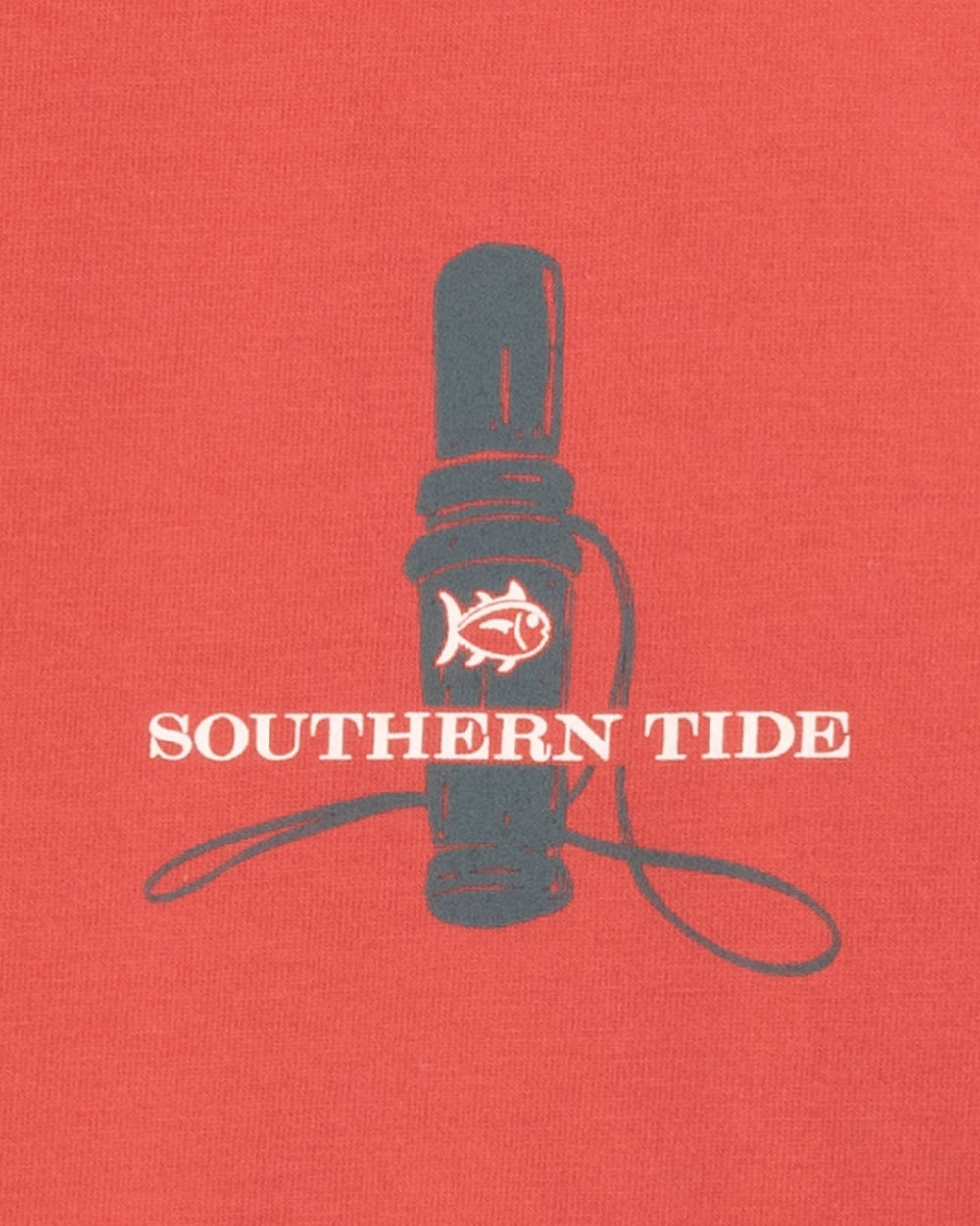 The detail view of the Fowl Call Series Long Sleeve T-Shirt Pheasant by Southern Tide - Mineral Red