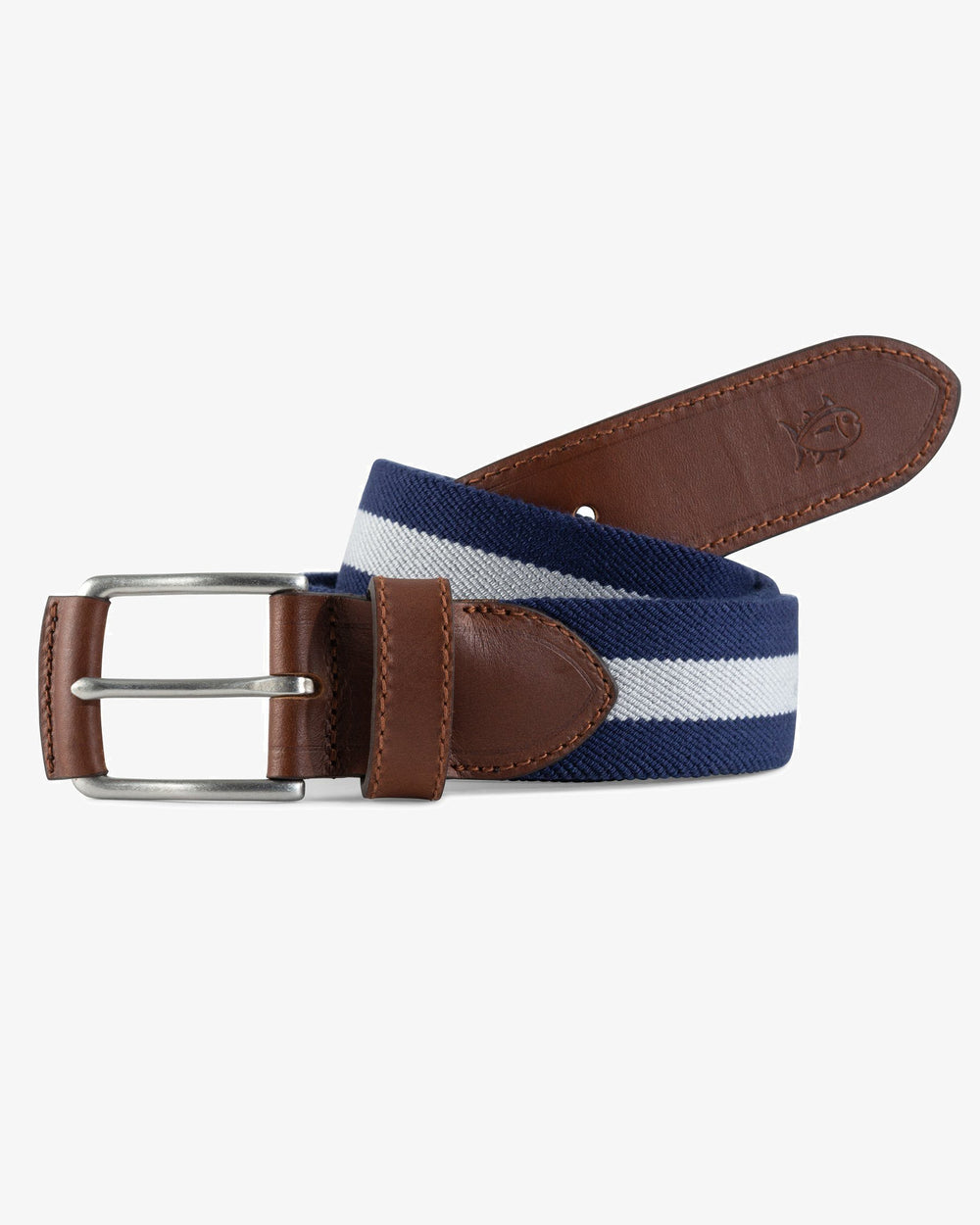 The front view of the Men's Gadson Stretch Ribbon Belt by Southern Tide - Yacht Blue