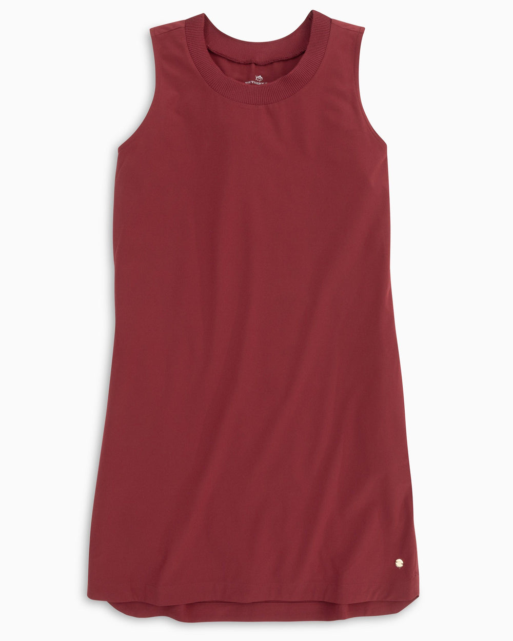 The flat view of the Women's Red Gameday Dress by Southern Tide - Chianti