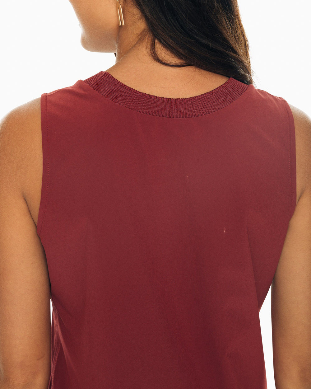 The back view of the Women's Red Gameday Dress by Southern Tide - Chianti