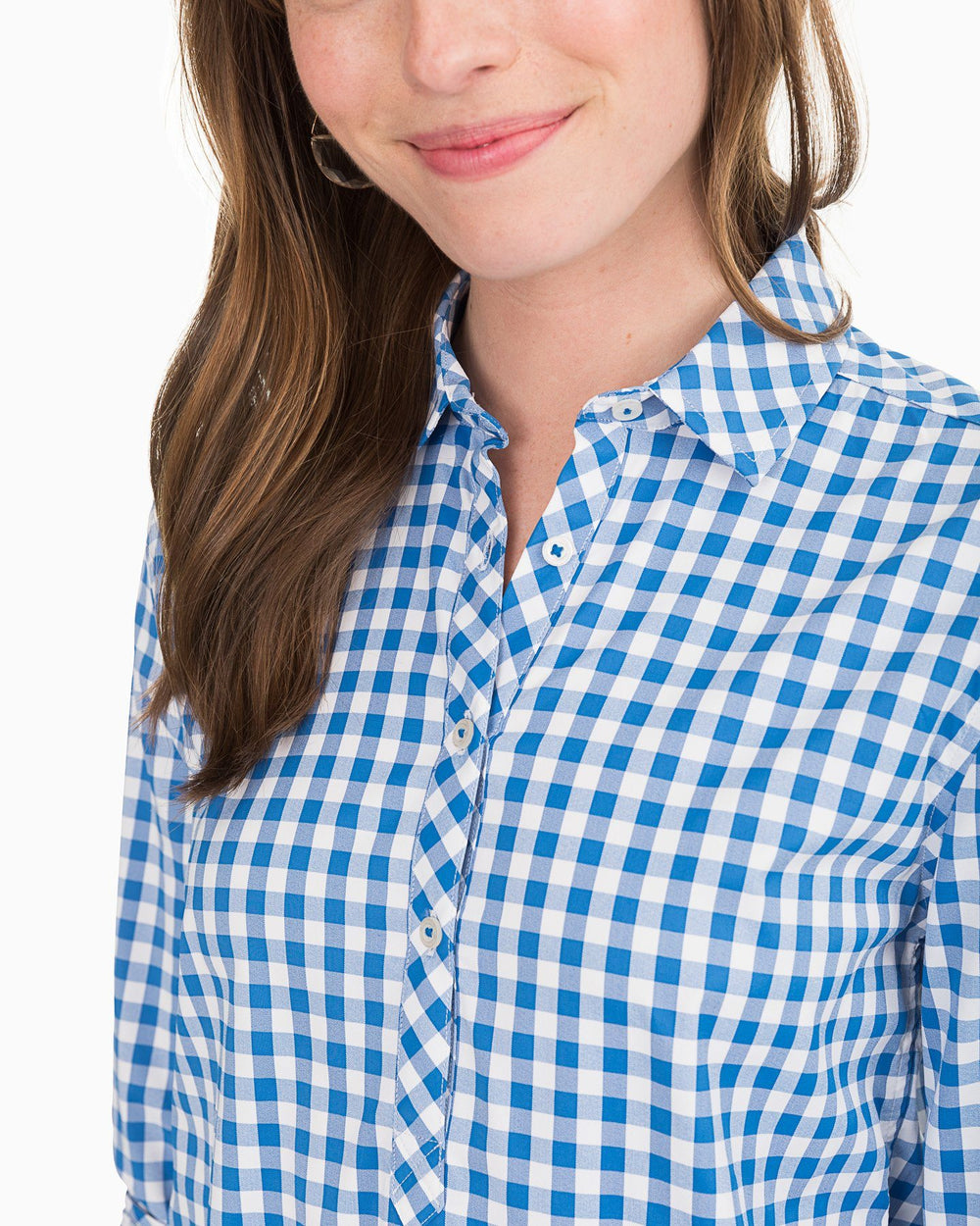 The detail view of the Southern Tide Gameday Intercoastal Hadley Popover by Southern Tide - Cobalt Blue