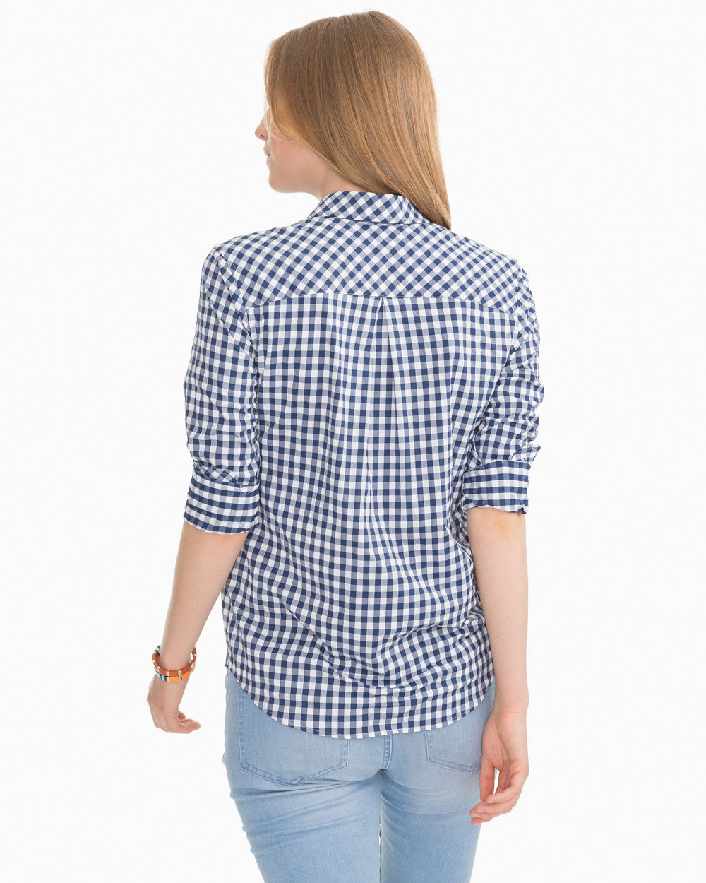 The back view of the Southern Tide Gameday Intercoastal Hadley Popover by Southern Tide - Yacht Blue