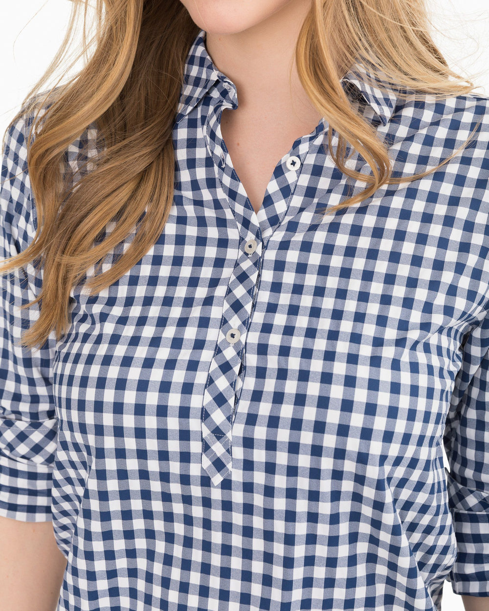 The detail view of the Southern Tide Gameday Intercoastal Hadley Popover by Southern Tide - Yacht Blue