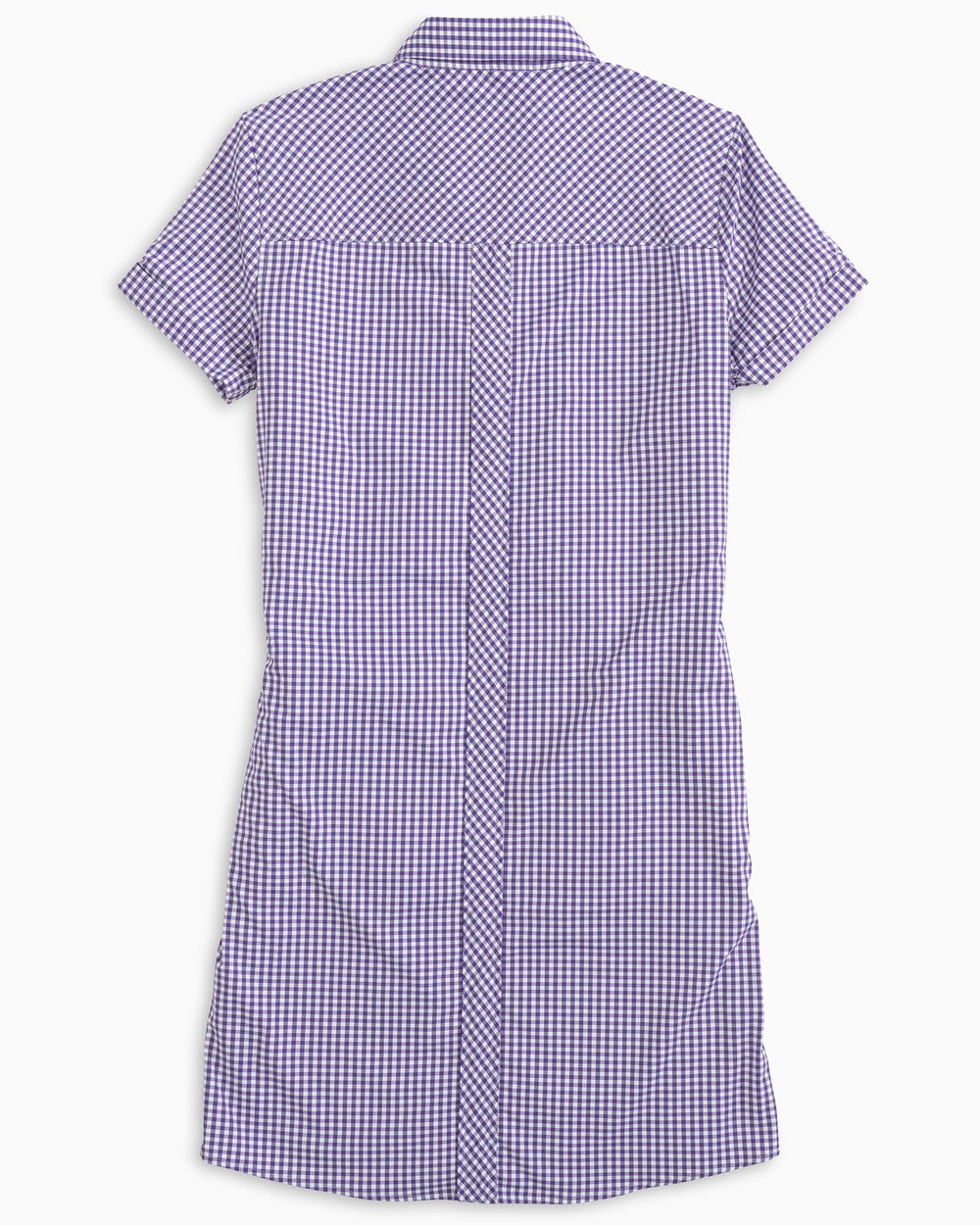 The back of the Women's Gameday Kamryn Intercoastal Shirt Dress by Southern Tide - Regal Purple