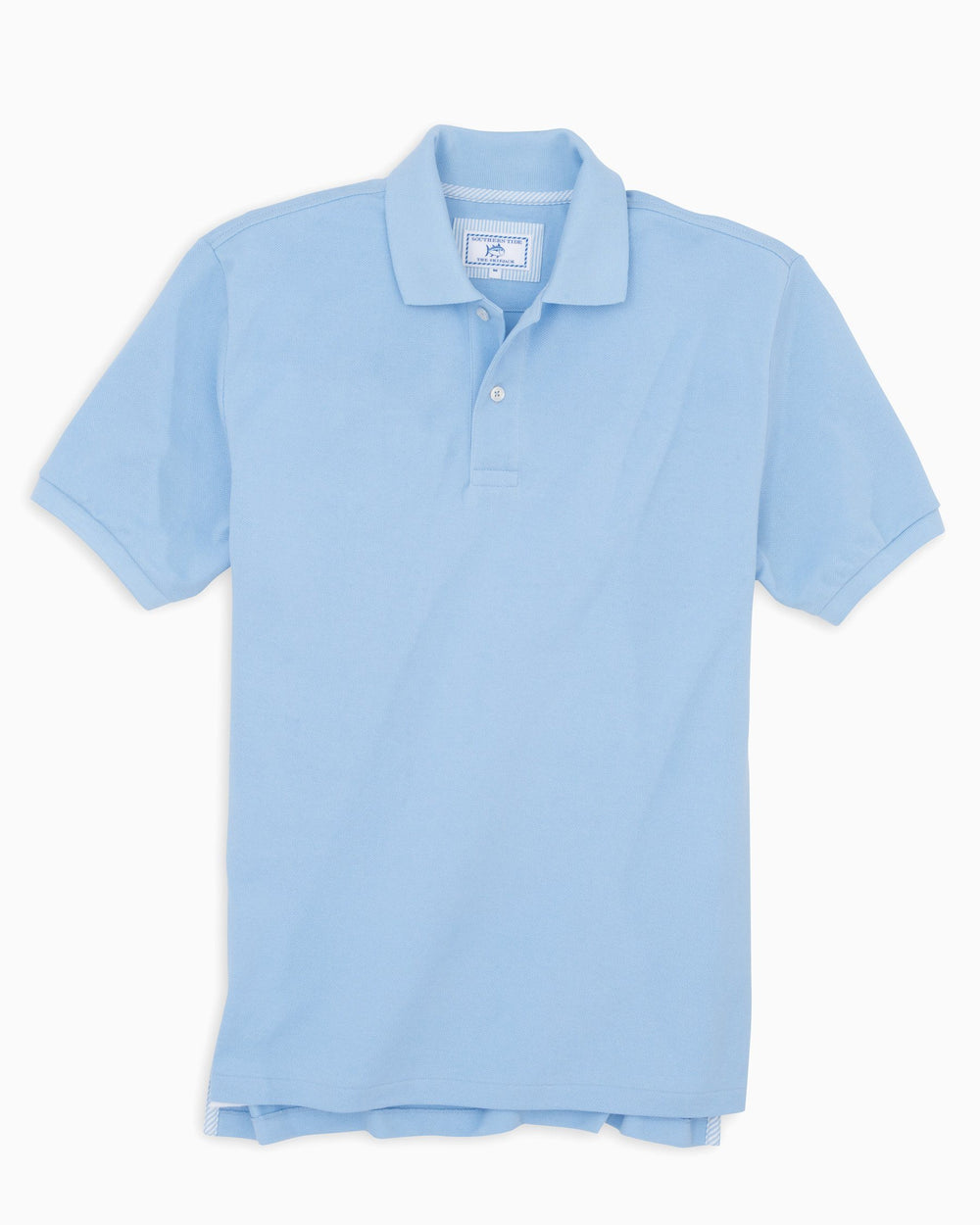 The front view of the Men's Light Blue Skipjack Gameday Colors Polo Shirt by Southern Tide - Tide Blue