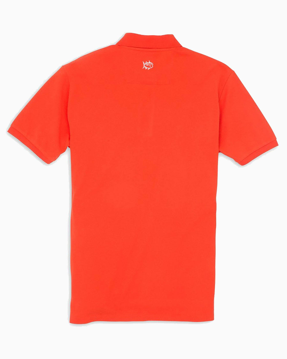 The back view of the Men's Orange Clemson Tigers Pique Polo Shirt by Southern Tide - Endzone Orange