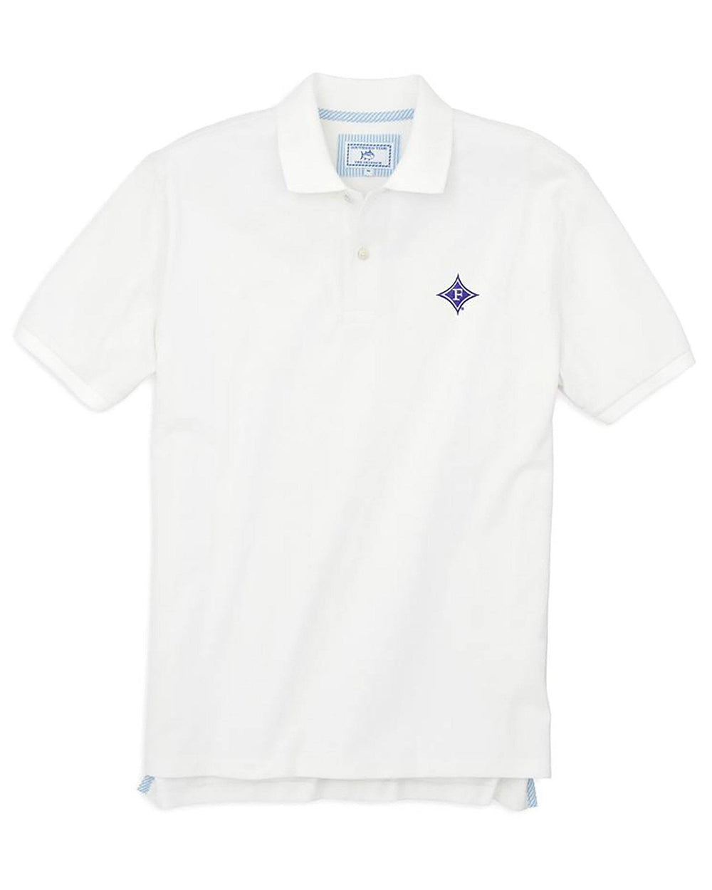 The front view of the Men's White Furman Pique Polo Shirt by Southern Tide - Classic White