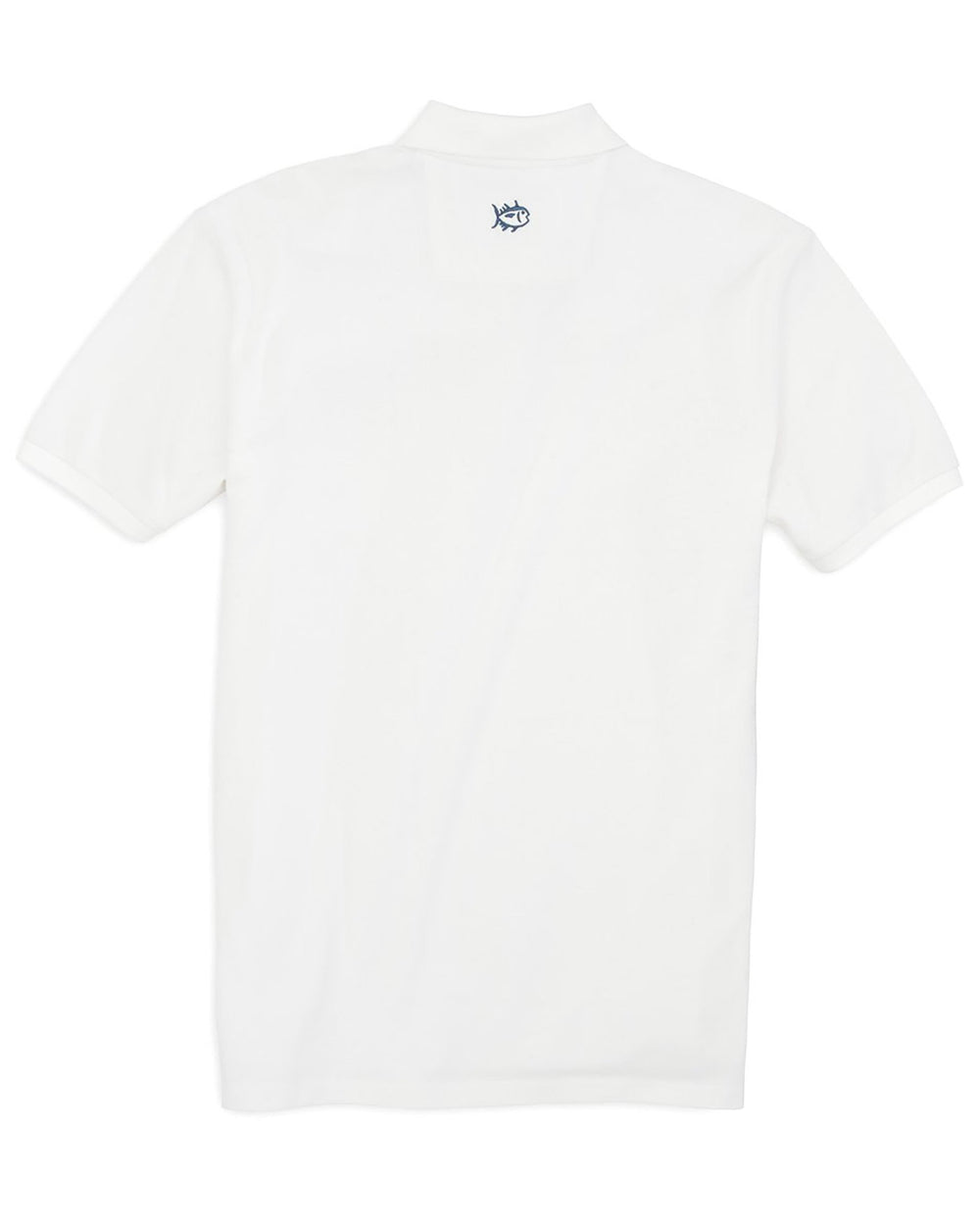 The back view of the Men's White Georgia Southern Pique Polo Shirt by Southern Tide - Classic White