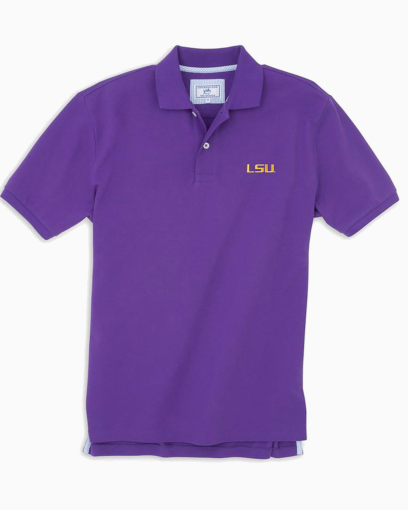 Men's Shirts | Game Day in Louisiana White Performance Polo | Haspel XL