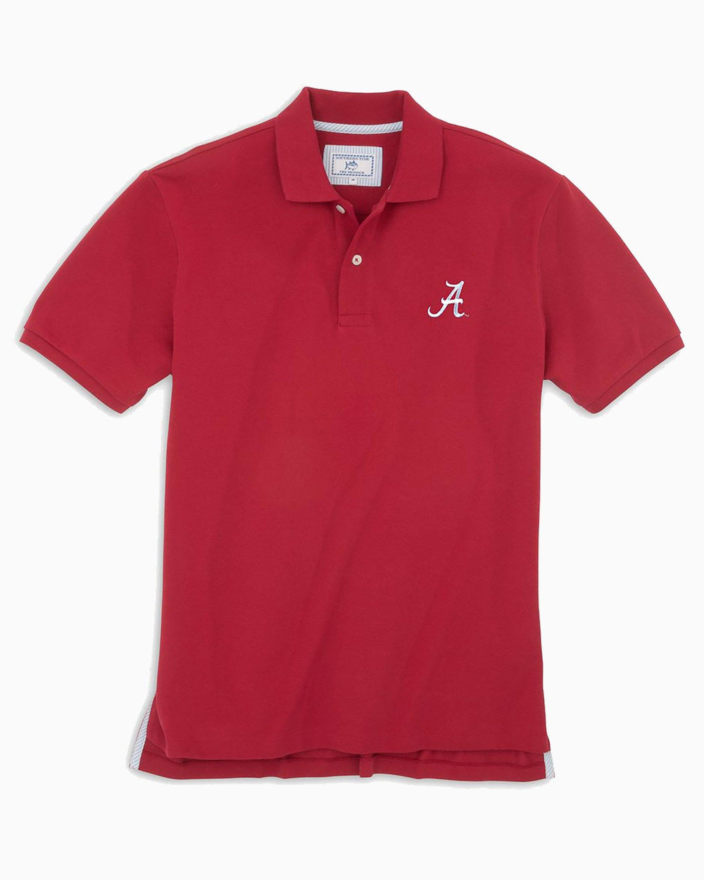 The front view of the Men's Red Alabama Crimson Tide Pique Polo Shirt by Southern Tide - Crimson