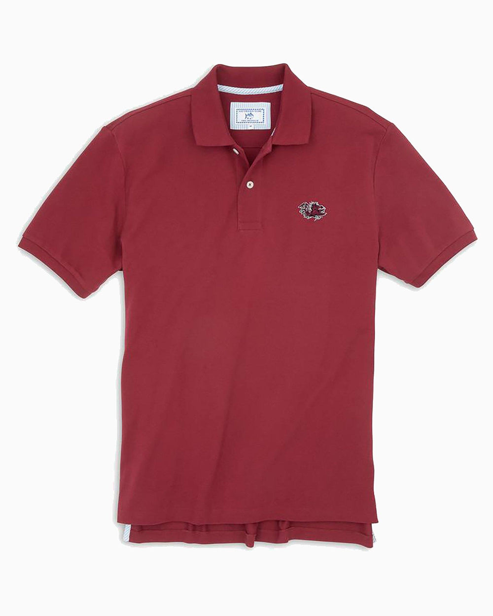 The front view of the Men's Red USC Gamecocks Pique Polo Shirt by Southern Tide - Chianti