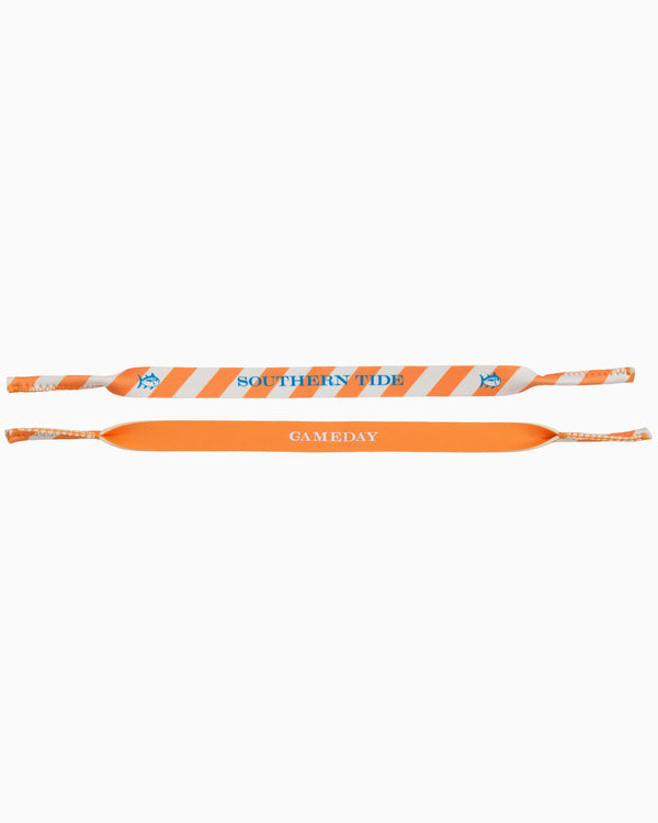 The front view of the Gameday Sunglass Straps by Southern Tide - Rocky Top Orange and White