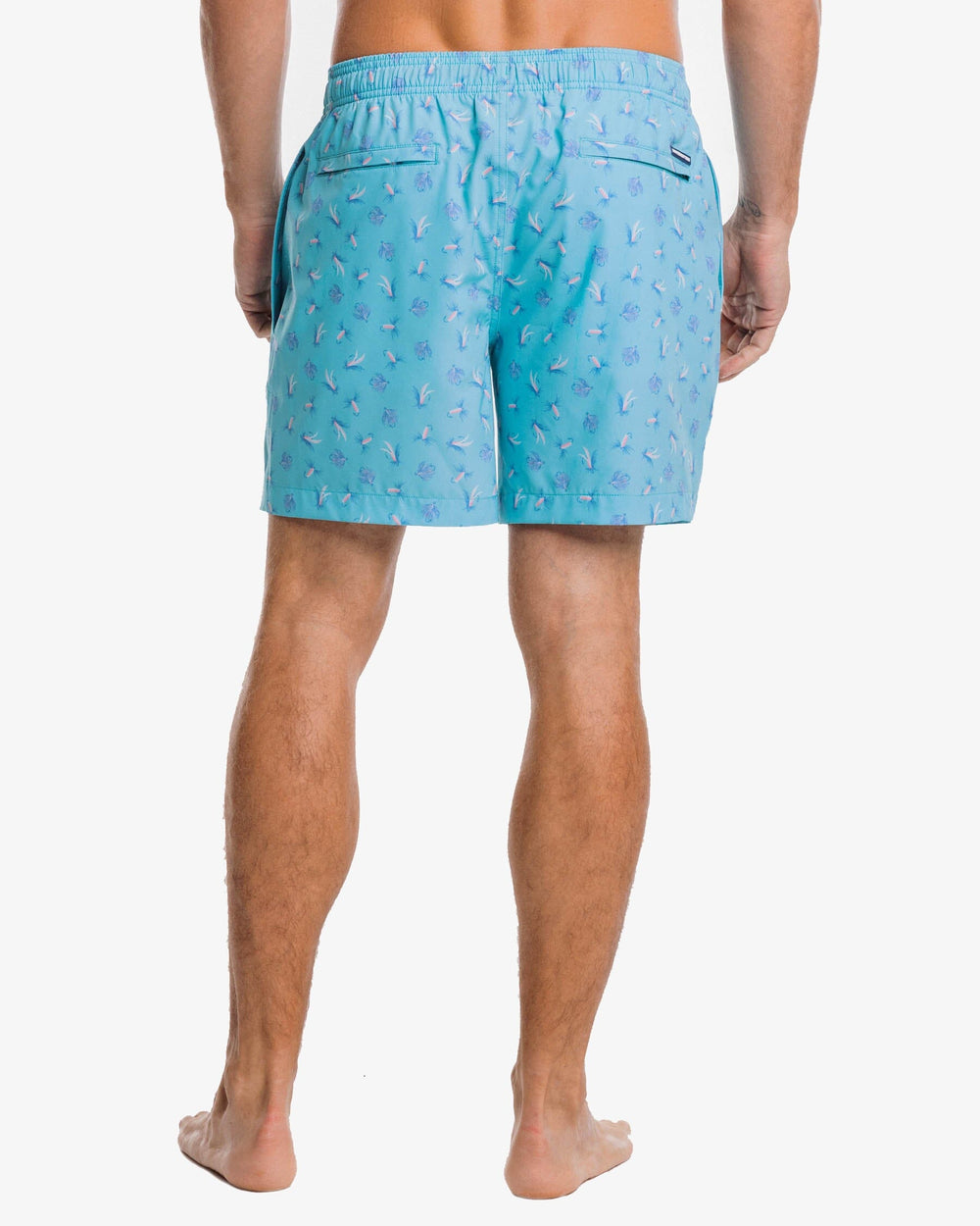 The back view of the Southern Tide Guy With Allure Printed Swim Trunk by Southern Tide - Tidal Wave