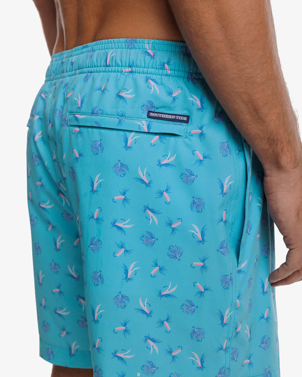 The detail view of the Southern Tide Guy With Allure Printed Swim Trunk by Southern Tide - Tidal Wave