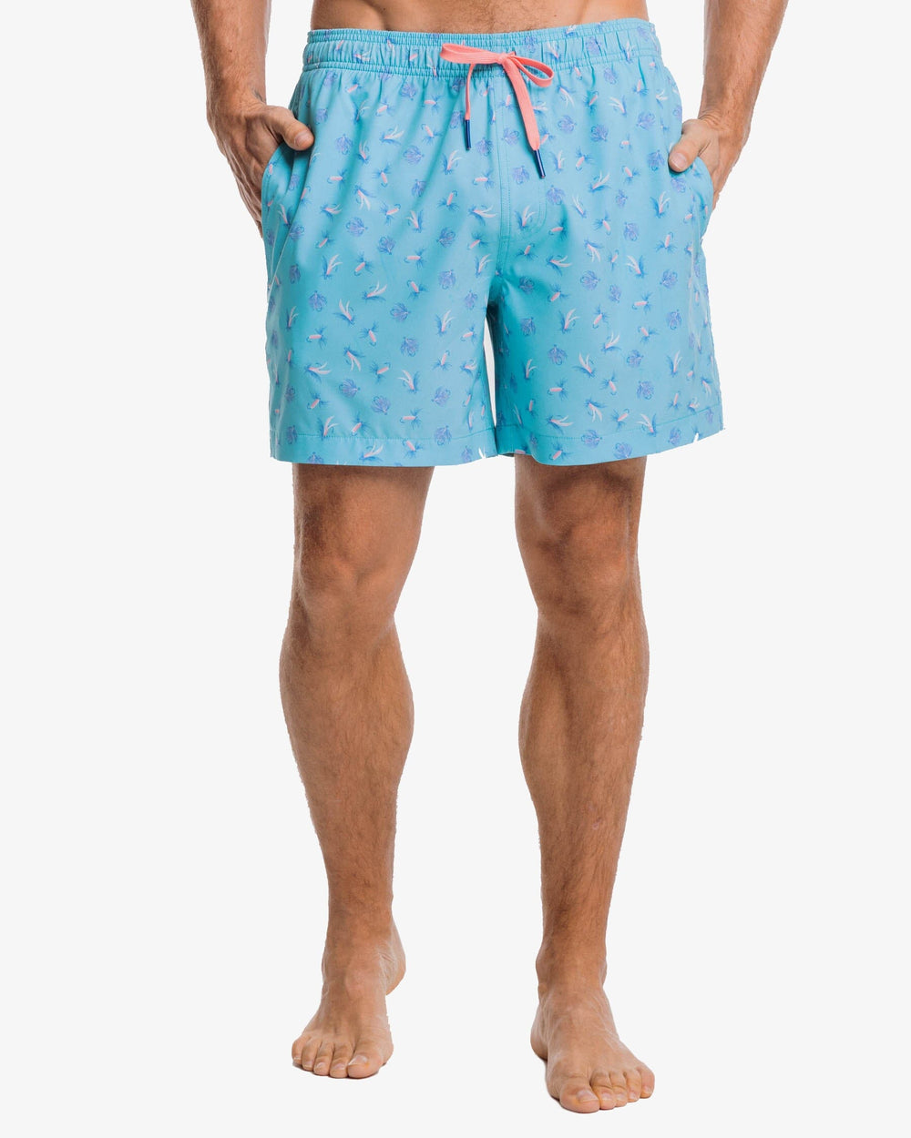 The front view of the Southern Tide Guy With Allure Printed Swim Trunk by Southern Tide - Tidal Wave