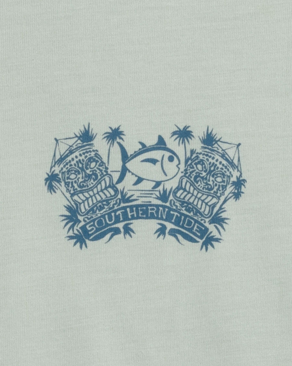 The detail view of the Southern Tide Heather Meet Me at the Canteen T-Shirt by Southern Tide - Heather Slate Grey