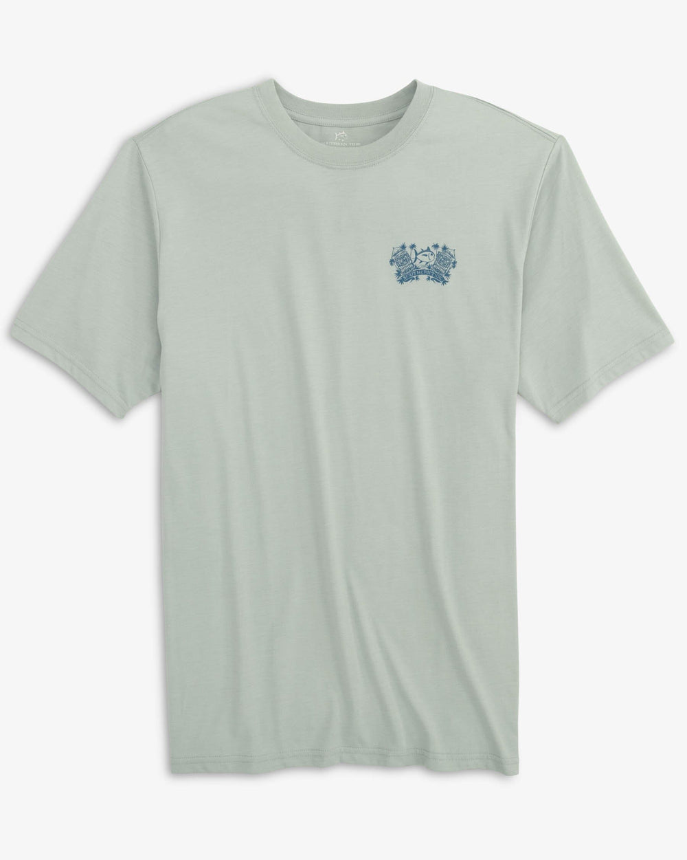 The front view of the Southern Tide Heather Meet Me at the Canteen T-Shirt by Southern Tide - Heather Slate Grey