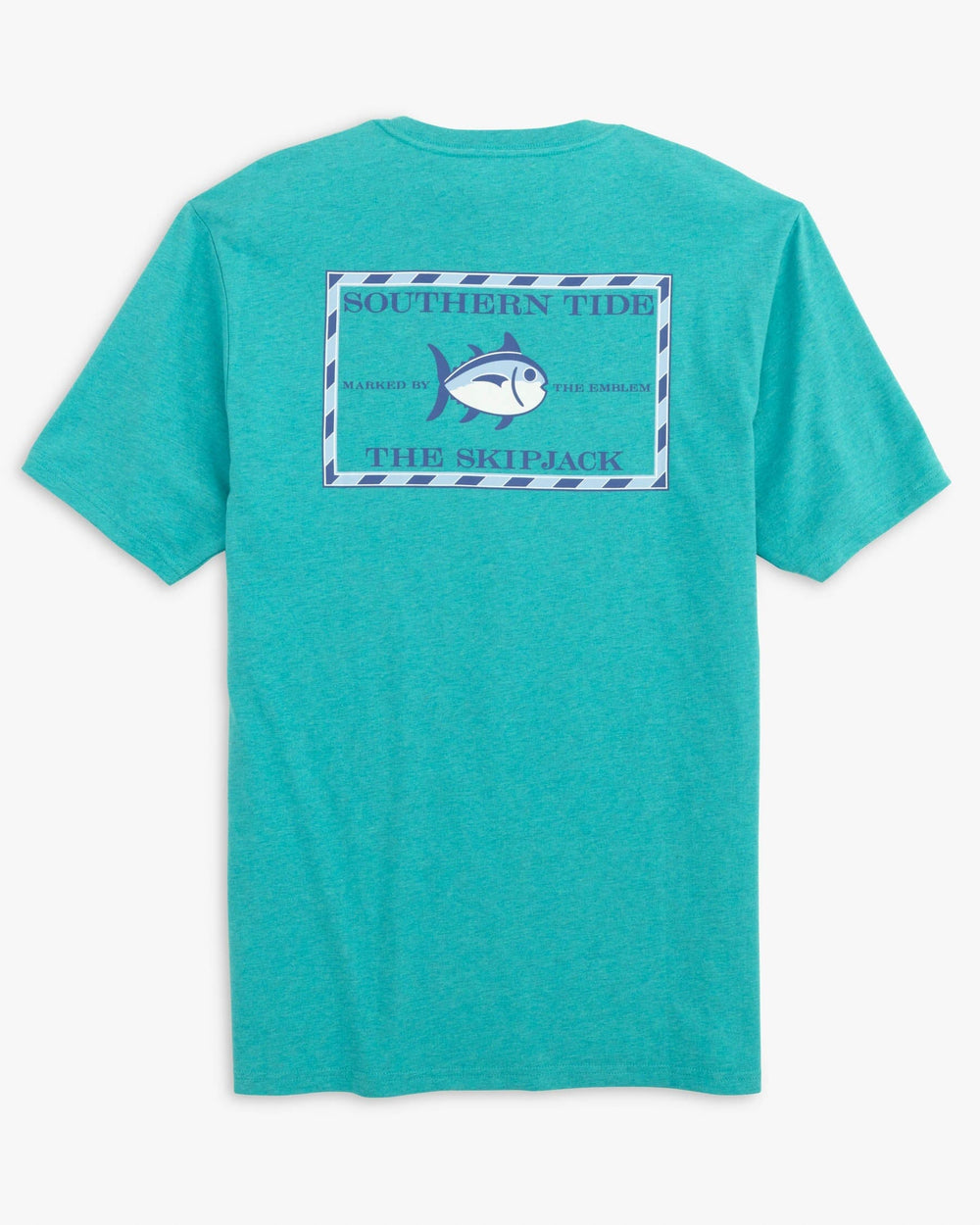 The front view of the Southern Tide Heather Original Skipjack T-Shirt 2 by Southern Tide - Heather Teal Depths