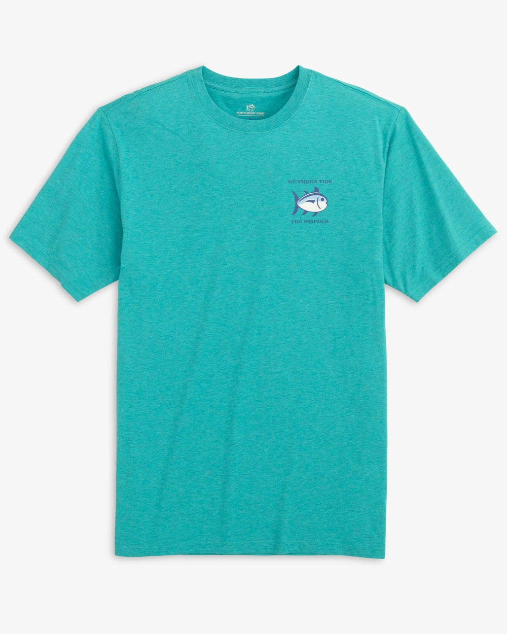 The back view of the Southern Tide Heather Original Skipjack T-Shirt 2 by Southern Tide - Heather Teal Depths