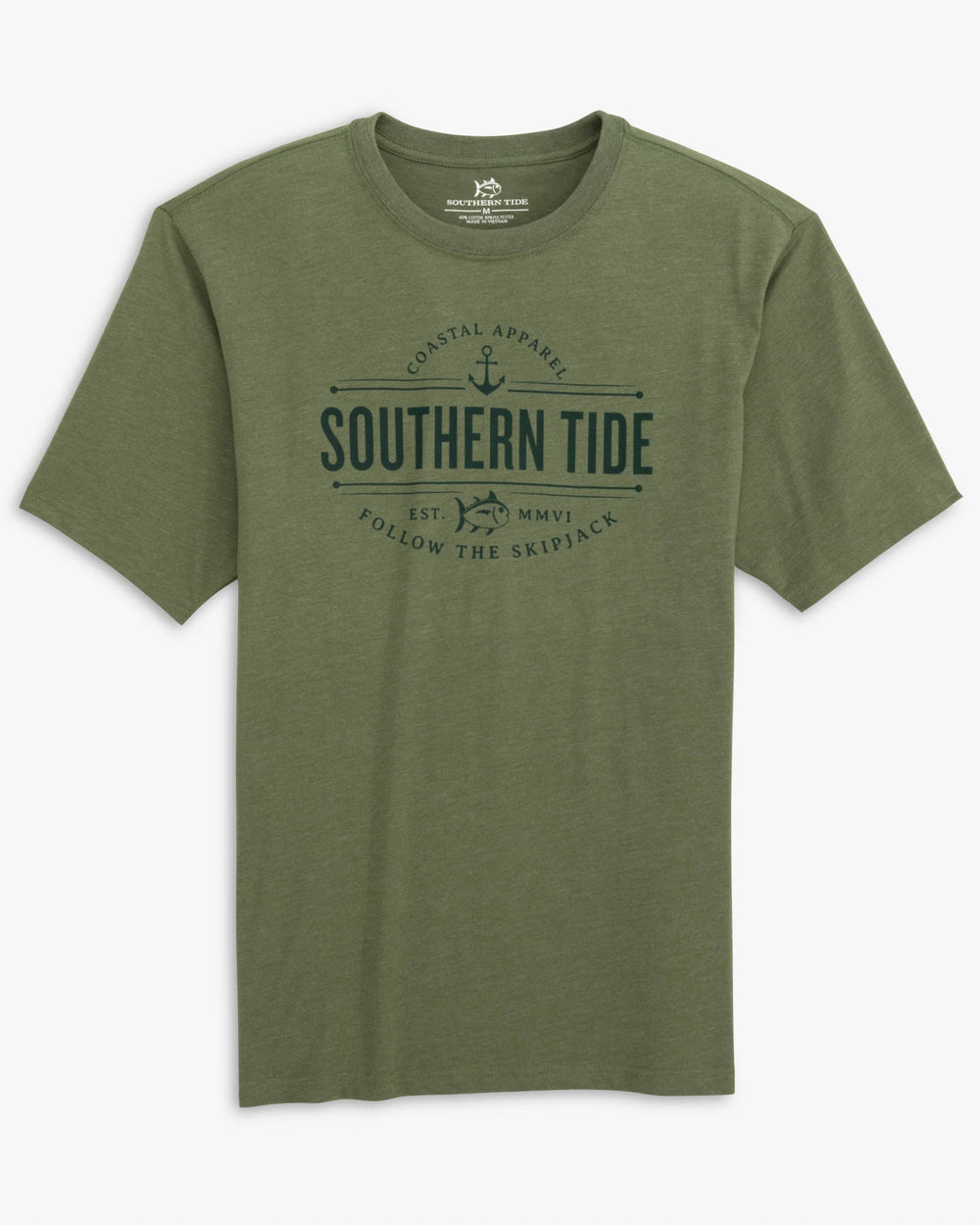 The front view of the Heather Southern Tide Coastal Apparel T-Shirt by Southern Tide - Heather Hunter Green