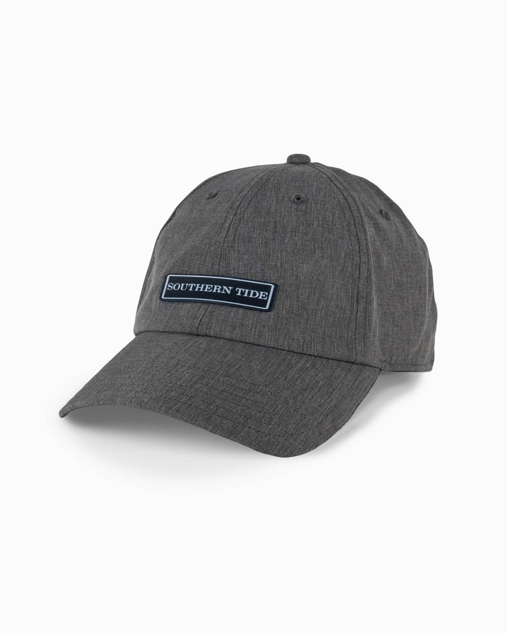 The front view of the Southern Tide Heather St Rubber Patch Performance Hat by Southern Tide - Heather Grey