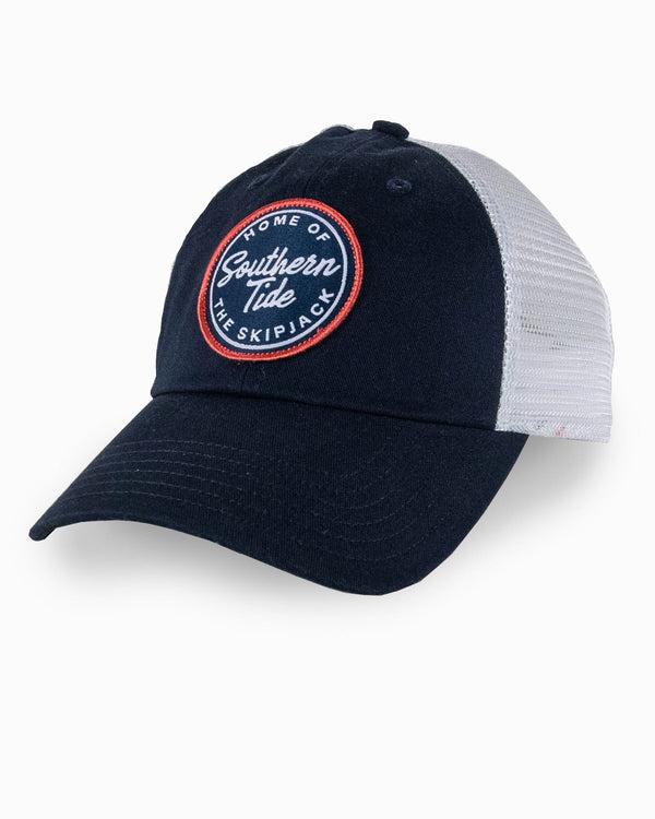 The front view of the Southern Tide Home of the Skipjack Patch Trucker by Southern Tide - Navy