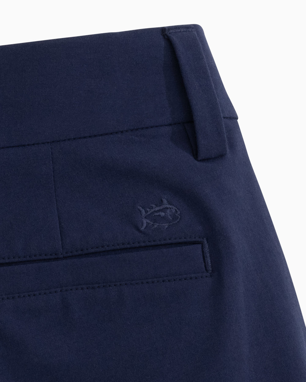 The detail view of the Women's Inlet 4 Inch Performance Short by Southern Tide - Nautical Navy