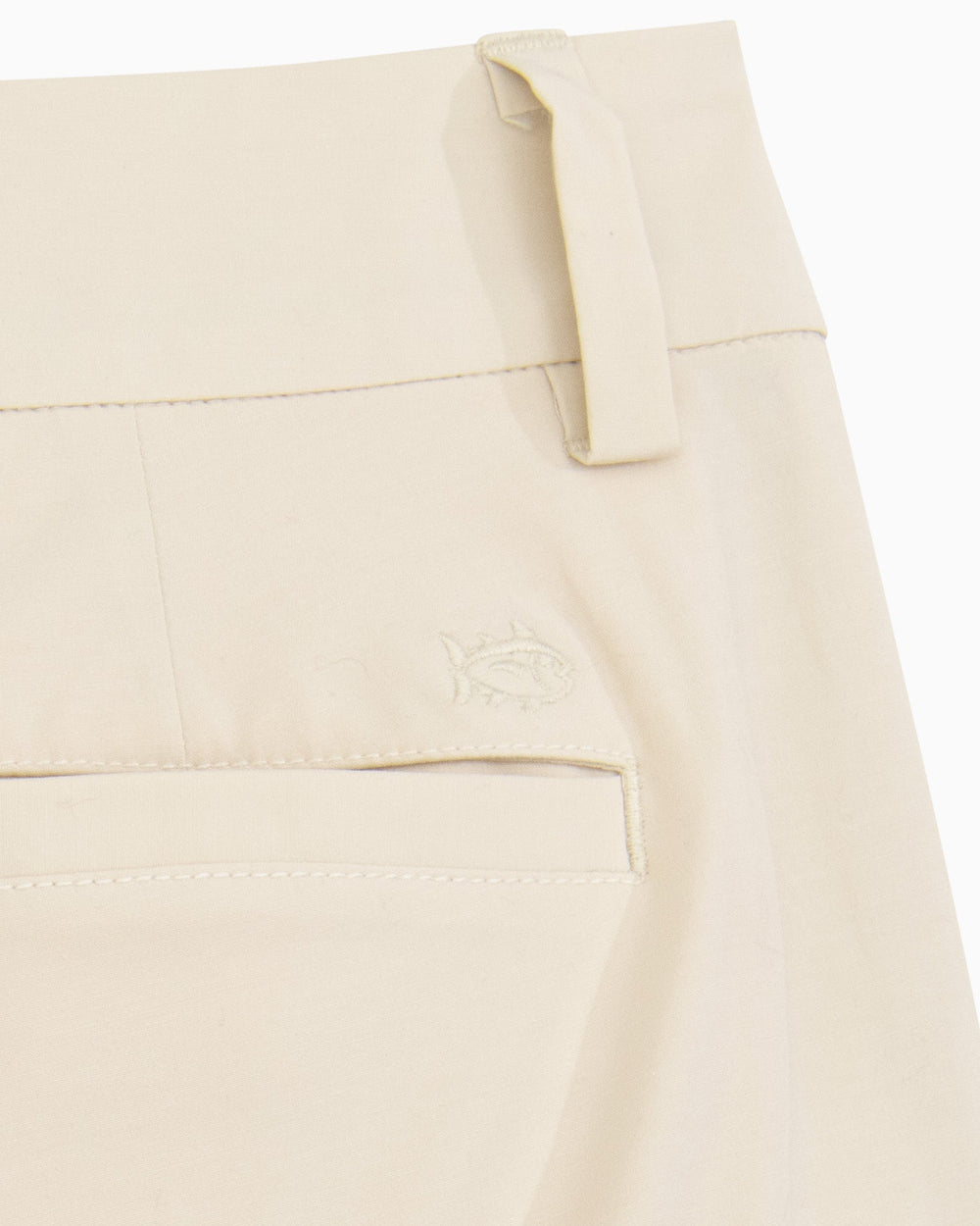 The detail view of the Women's Inlet 4 Inch Performance Short by Southern Tide - Stone