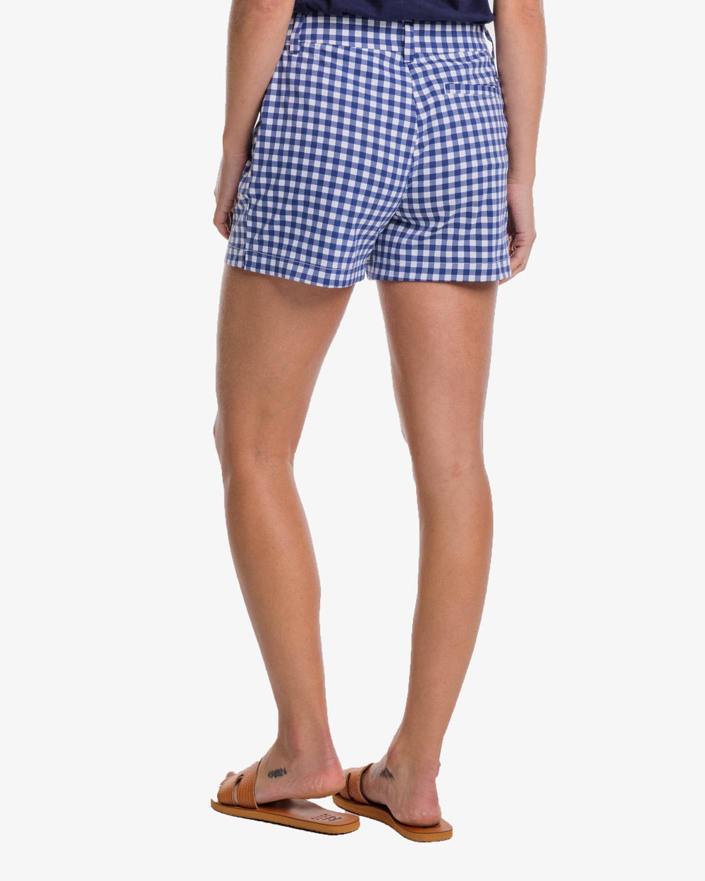 The back view of the Southern Tide Inlet Gingham Performance Short by Southern Tide - Nautical Navy