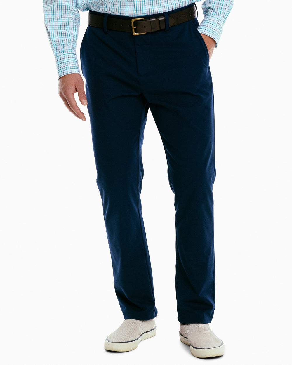 The front view of the Men's Jack Performance Pant by Southern Tide - True Navy