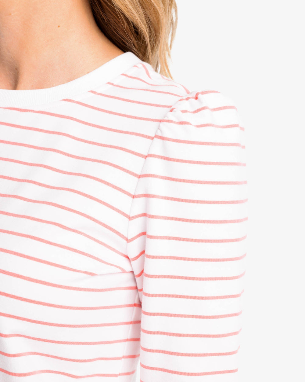 The detail view of the Jayne Striped Terry Sweatshirt by Southern Tide - Classic White