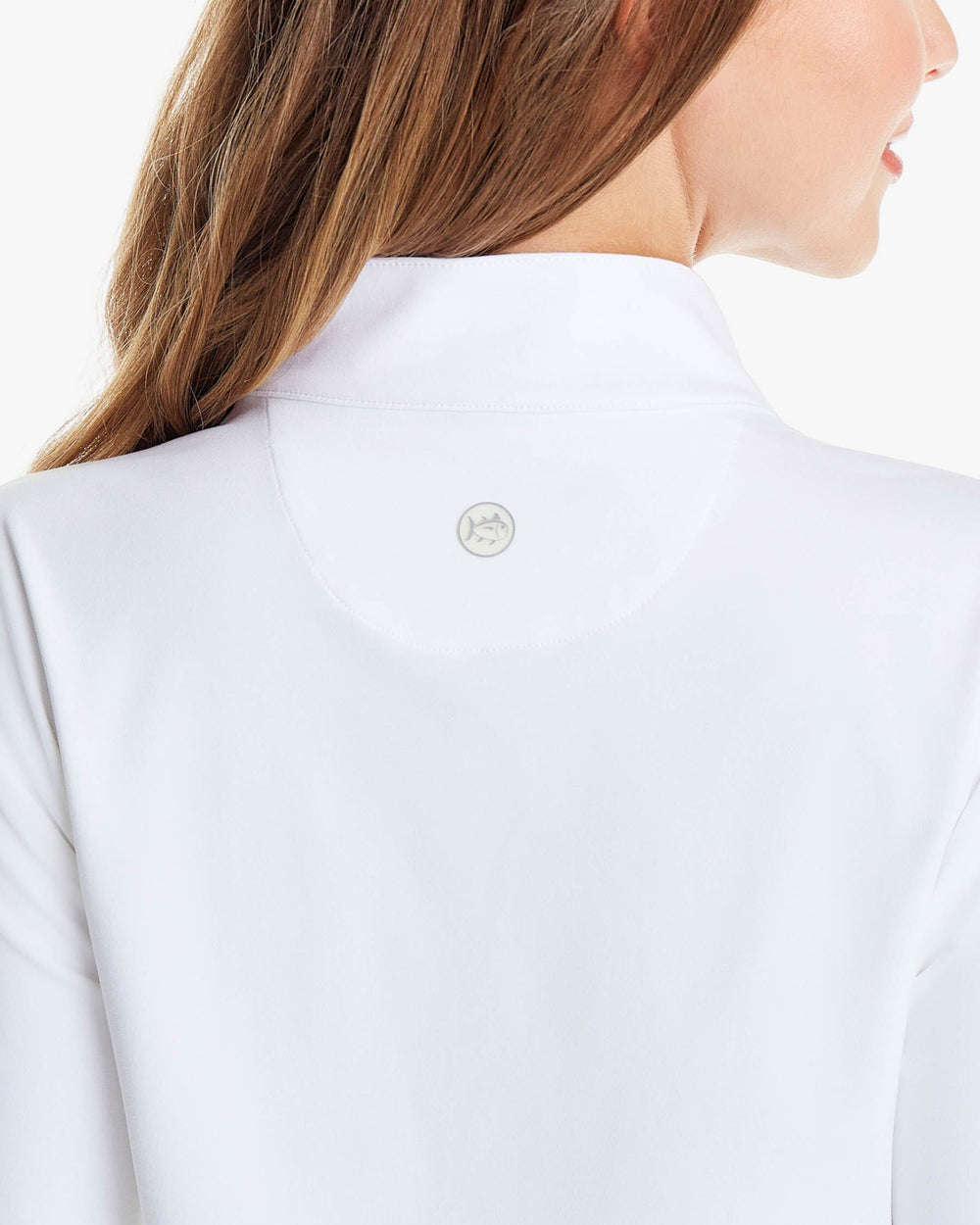 The back view of the Southern Tide Josette Mixed Media Full Zip Jacket by Southern Tide - Classic White