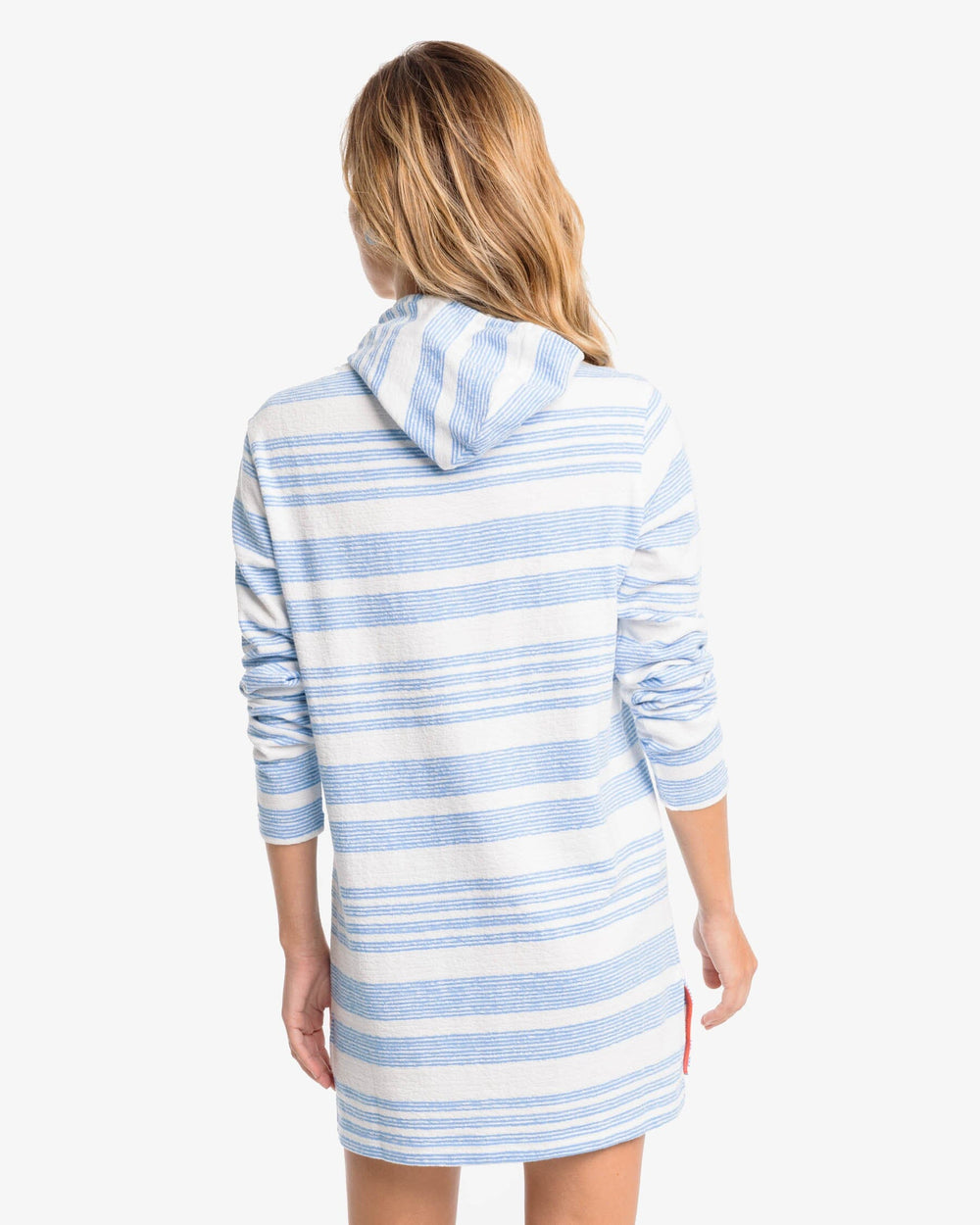 The back view of the Southern Tide Kayla Striped Beach Tunic by Southern Tide - Boat Blue