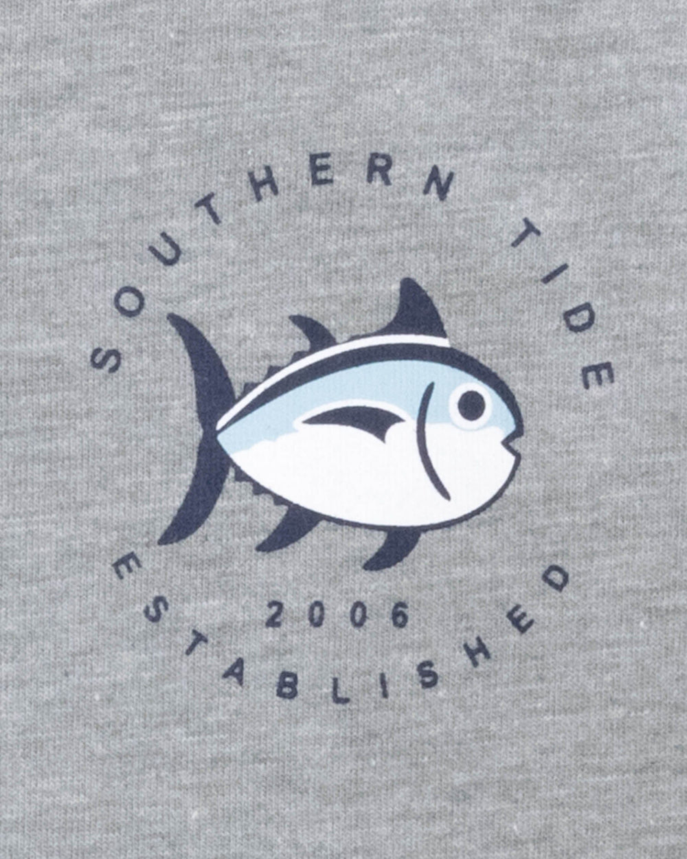 The detail view of the Southern Tide Kid's Coastal Expedition Heather T-shirt by Southern Tide - Heather Quarry