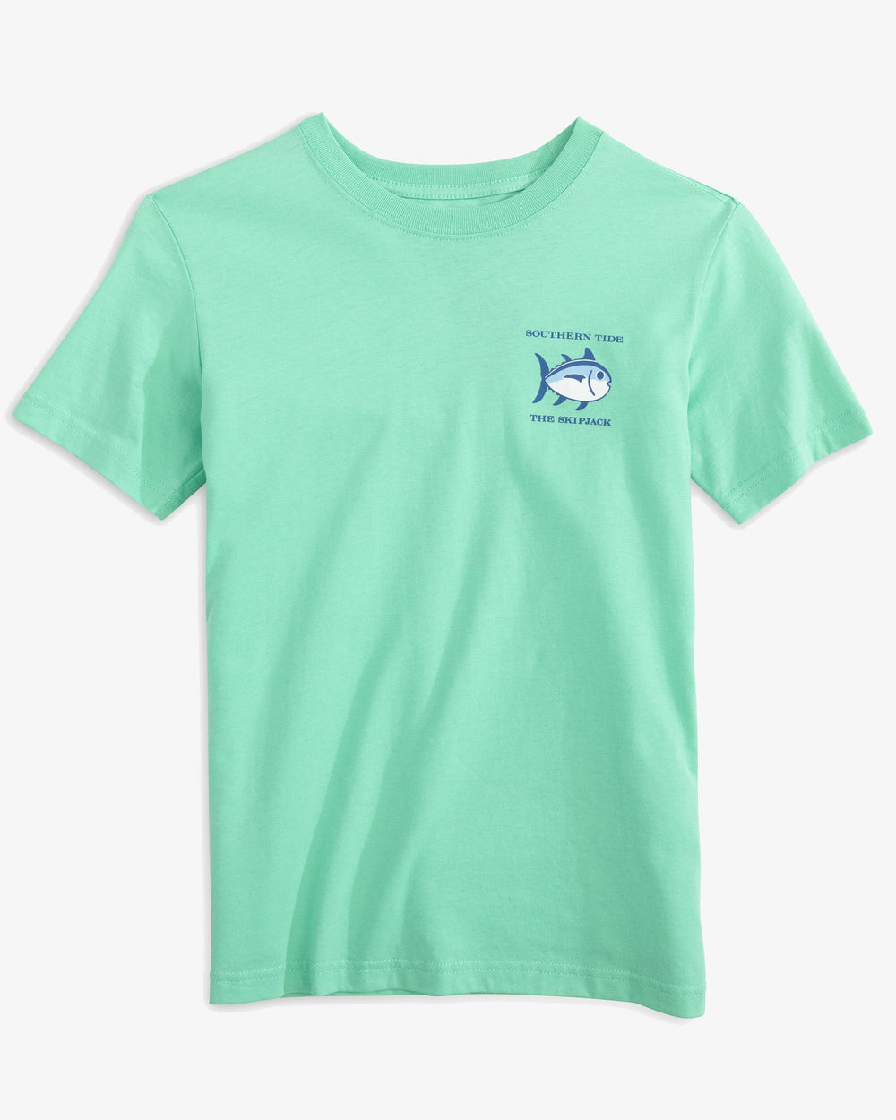 The front view of the Kids Original Skipjack T-shirt by Southern Tide - Isle of Pines
