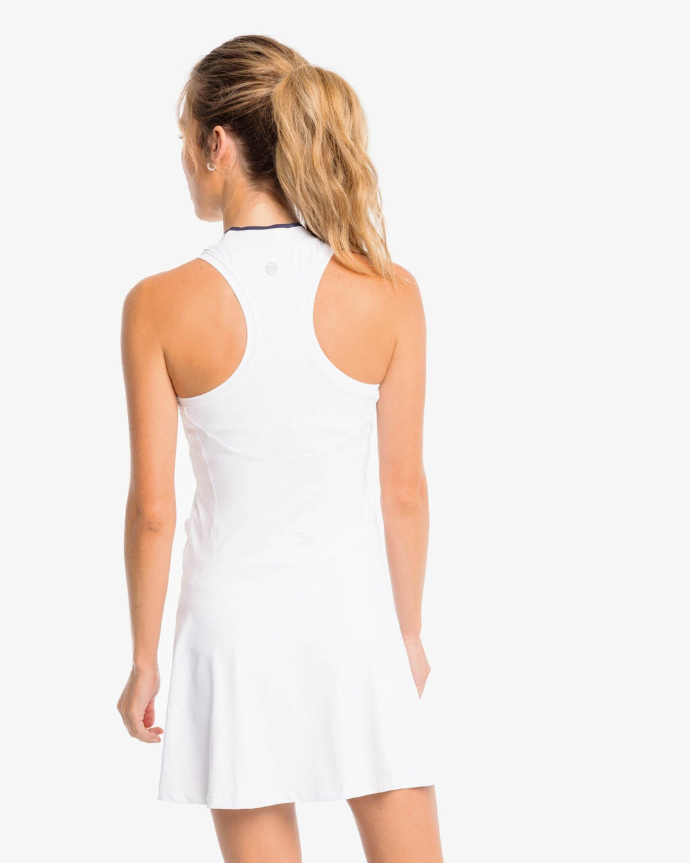 The back view of the Southern Tide Kristy Performance Dress by Southern Tide - Classic White
