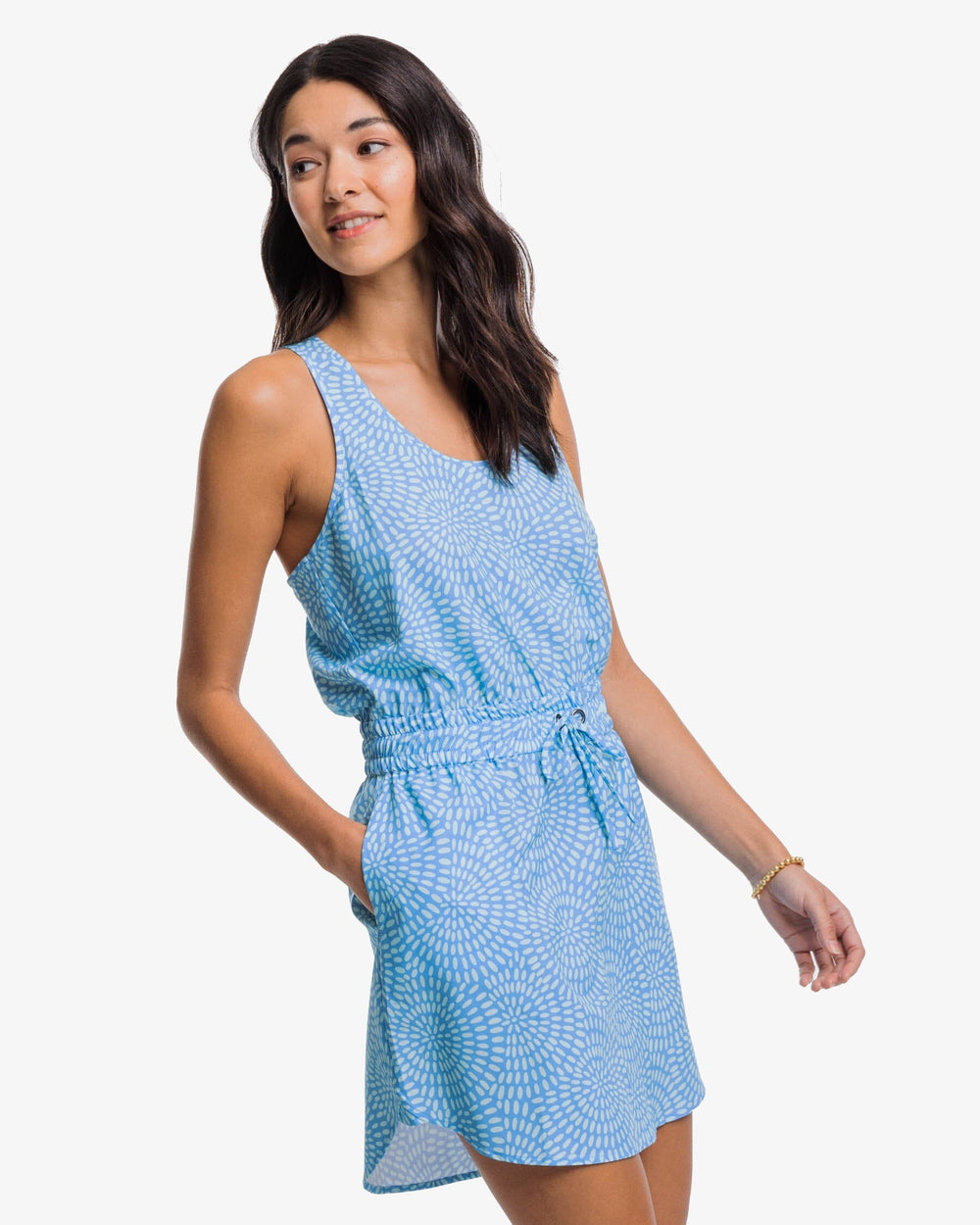 The front view of the Southern Tide Laila Burst of Brightness Dress by Southern Tide - Boat Blue