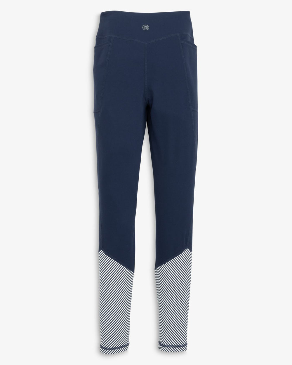 The front view of the Southern Tide Lexi Colorblock High Waisted Legging by Southern Tide - Nautical Navy