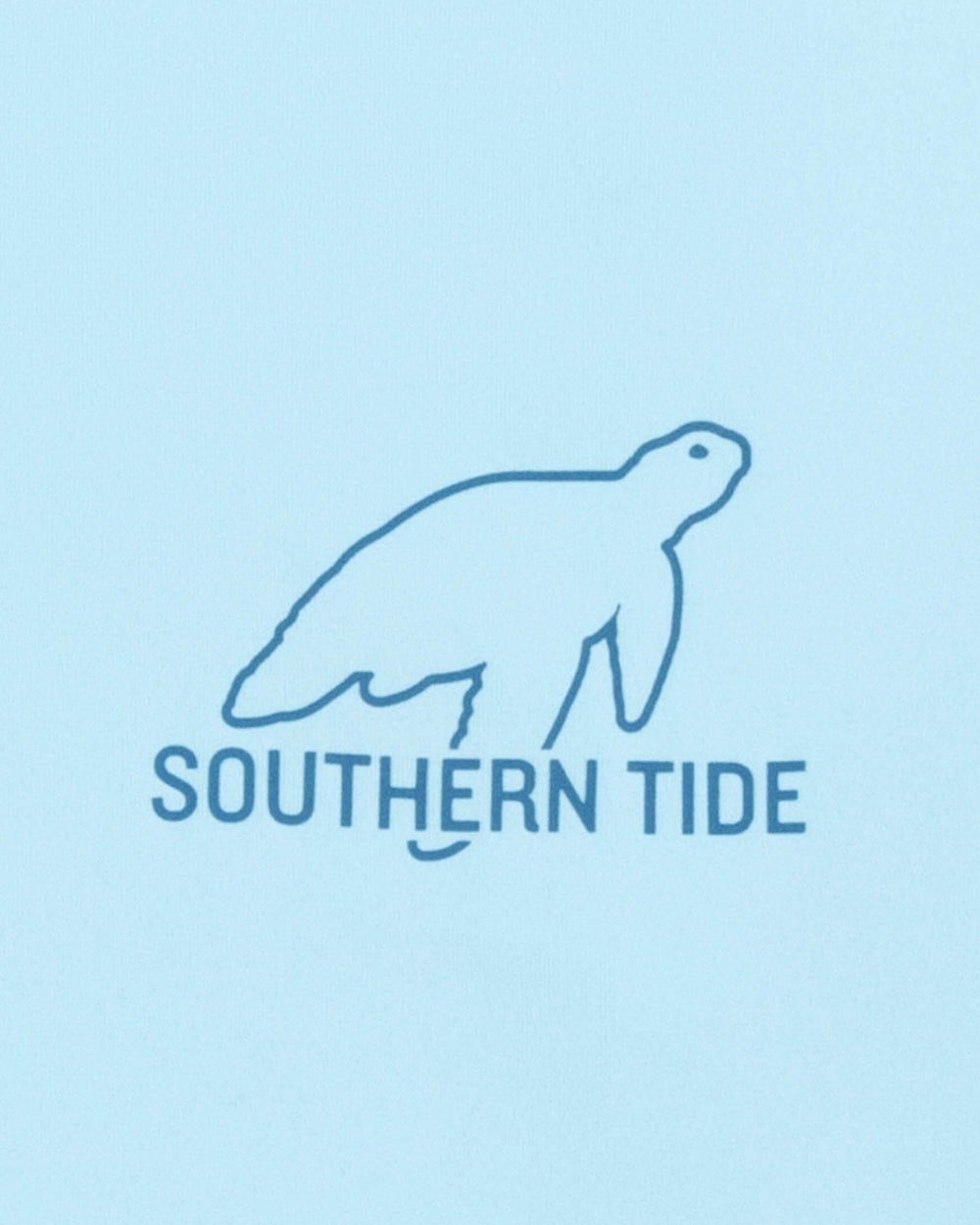 The detail view of the Southern Tide Lined Turtle Long Sleeve Performance T-Shirt by Southern Tide - Rain Water