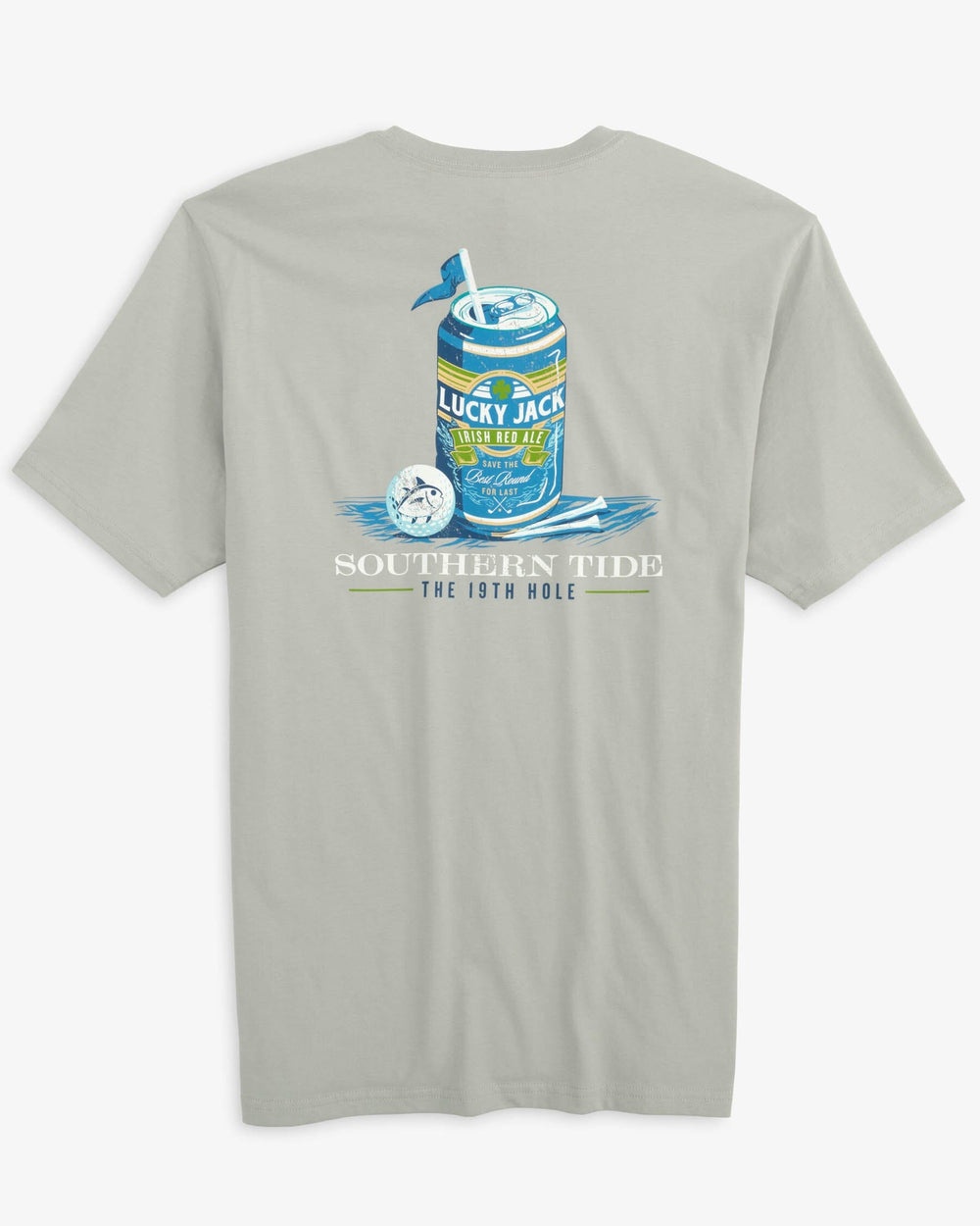 The back view of the Southern Tide Lucky Jacks 19th Hole T-Shirt by Southern Tide - Seagull Grey