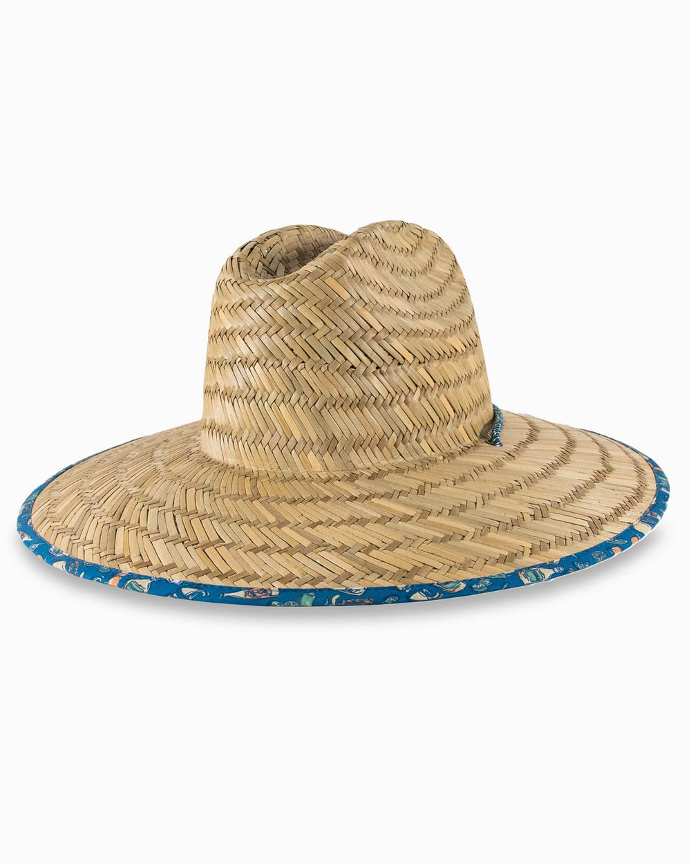 The back view of the Southern Tide Marg Madness Straw Hat by Southern Tide - Atlantic Blue