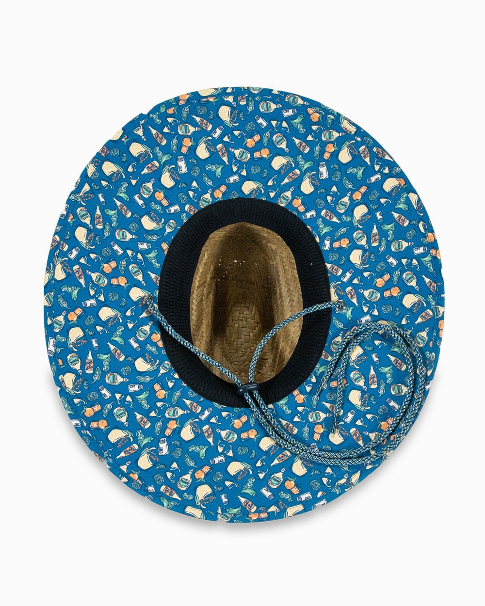 The detail view of the Southern Tide Marg Madness Straw Hat by Southern Tide - Atlantic Blue