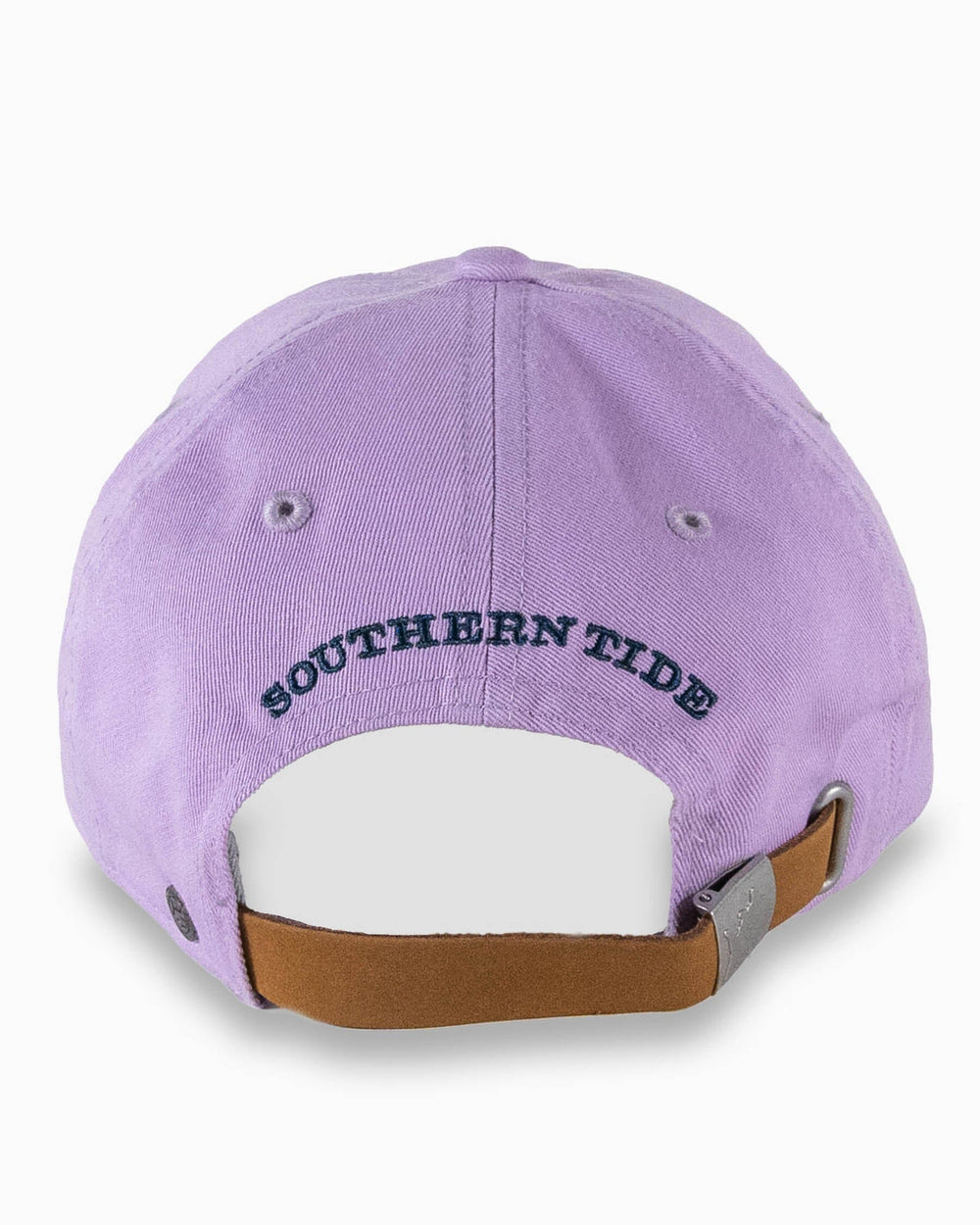 The back view of the Southern Tide Mini Skipjack Leather Strap Hat by Southern Tide - Lavender