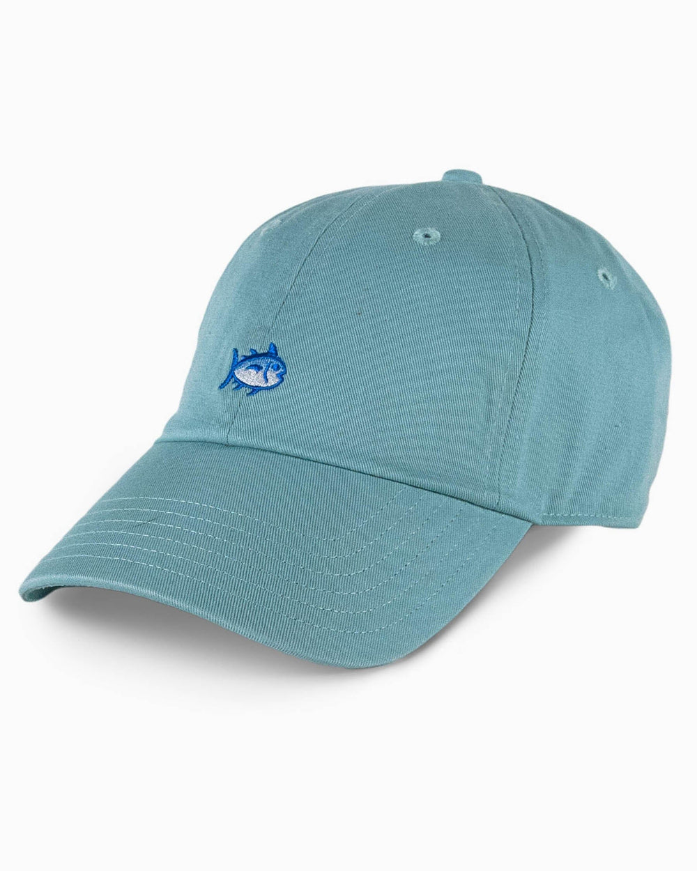 The front view of the Southern Tide Mini Skipjack Leather Strap Hat by Southern Tide - Light Green