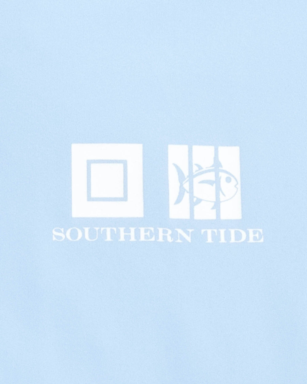 The detail view of the Southern Tide Nautical Skipjack Long Sleeve Performance T-shirt by Southern Tide - Clearwater Blue