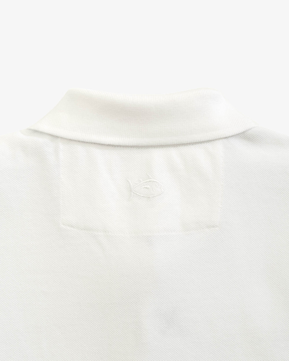 The yoke view of the Georgia Bulldogs New Short Sleeve Skipjack Polo by Southern Tide - Classic White