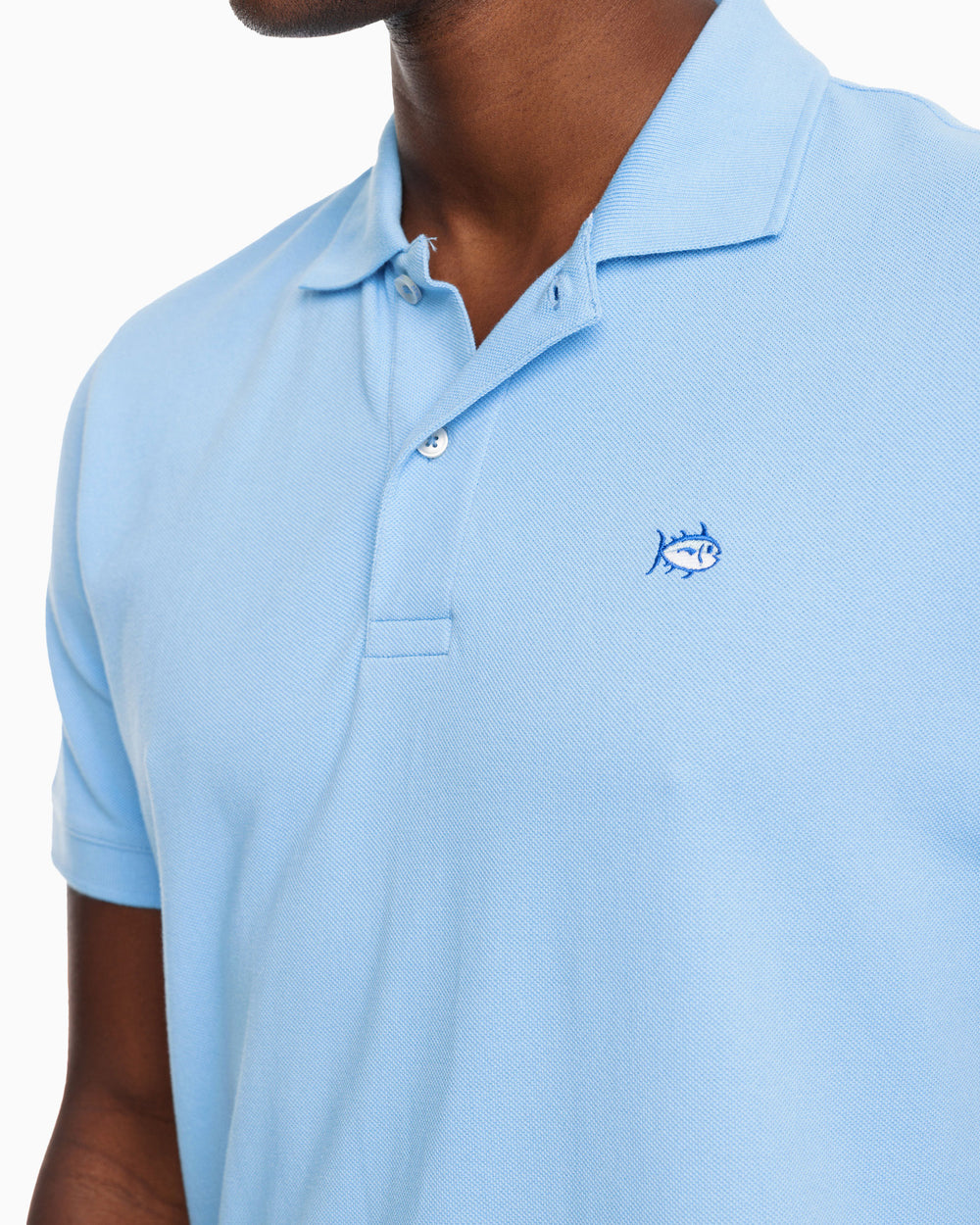 The model detail view of the Men's New Skipjack Polo Shirt by Southern Tide - Ocean Channel