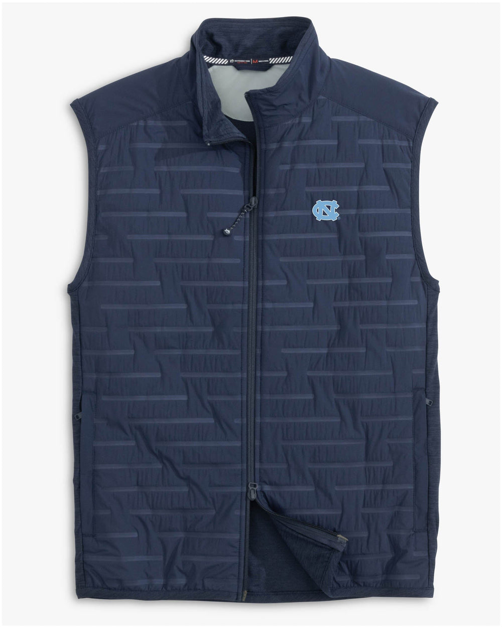 The front view of the Southern Tide North Carolina Tar Heels Tide Abercorn Vest by Southern Tide - True Navy