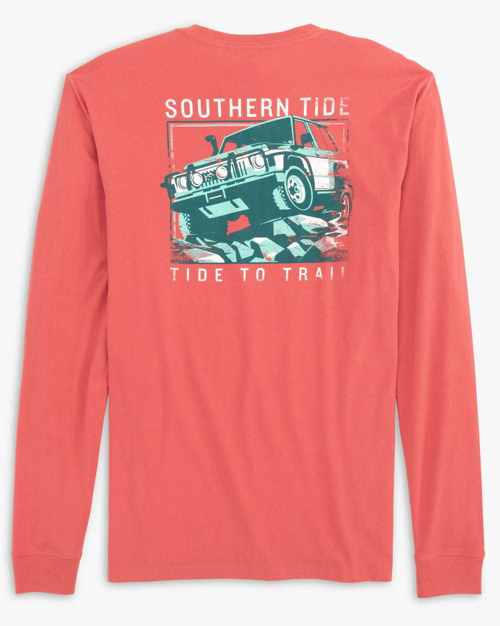 The back view of the Off Shore To Off Road Long Sleeve T-Shirt by Southern Tide - Mineral Red
